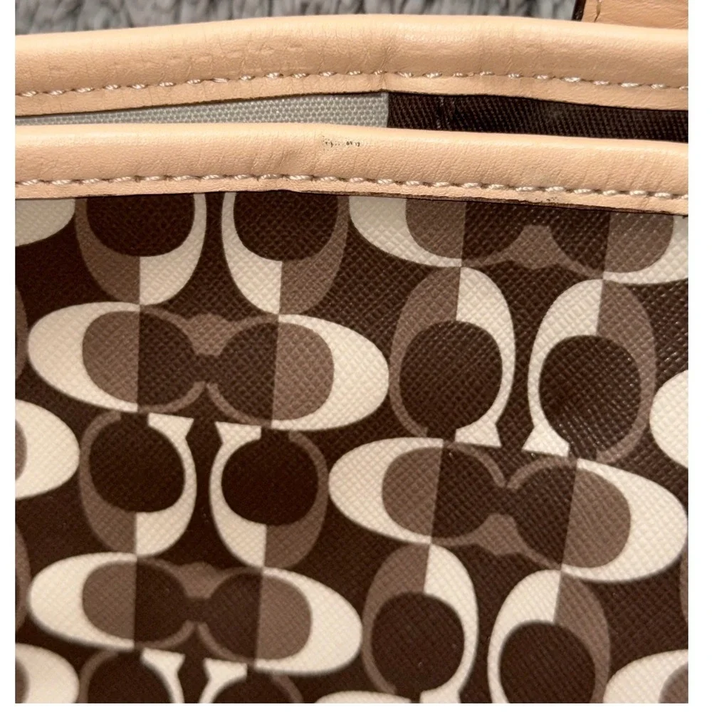 Coach 2013 Park Metro Splt Signature Tote Brown Tan Leather Trim F25673 NWT Read - Picture 12 of 16